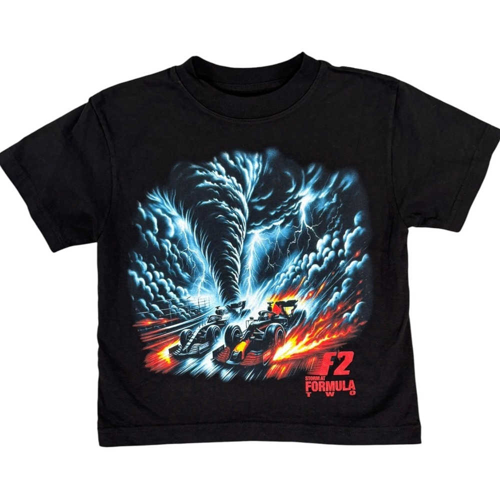 Travis Scott Stormi Formula 2 Pit Crew Tee Shirt Kids 4-5 Black Graphic Print